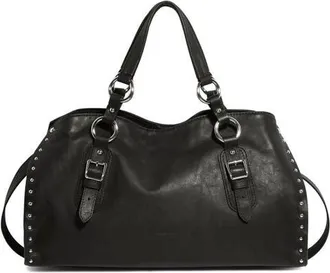 Aim&eacute;e Large Rodeo Leather Satchel in Black at Nordstrom