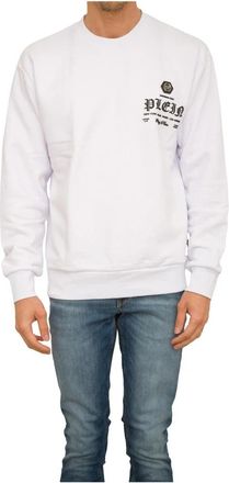 Philipp Plein Lange Mouwen Witte Sweatshirt - Heren - Sweatshirts - Wit - L - Katoen - Hoodies & sweatvesten