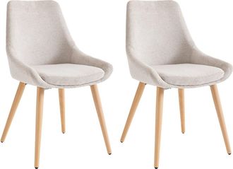 Vente-Unique Conjunto de 2 sillas de tela y haya - Beige - MASURIE