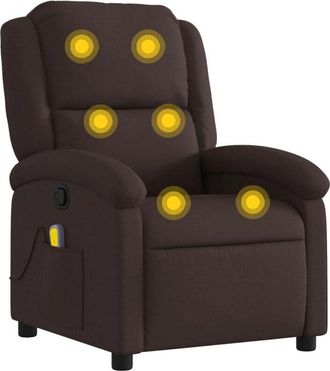 vidaXL Sillón de masaje reclinable de tela marrón oscuro Vidaxl