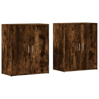 Berkfield Home Sideboards 2 pcs Smoked Oak 60x31x70 cm Engineered Wood in Brown | Size: 60 x 31 x 70 cm