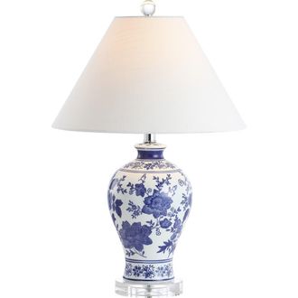 Jonathan Y Designs Song 21.5 Ceramic/Crystal Chinoiserie Floral LED Table Lamp, Blue/White at Nordstrom
