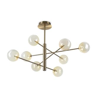 Netlighting Equinoxe 8 Light Multi Arm Pendant Ceiling Light Shaded Amber