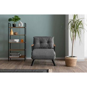 Dmora Sill&oacute;n Quaoar, Asiento Acolchado, Sof&aacute; De Sal&oacute;n Individual, Silla Con Reposabrazos, 60x78 H78 Cm, Gris Oscuro - Dmora