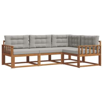 vidaXL Conjunto De Sof&aacute;s De Exterior 4 Pcs Gris Natural Y Claro Vidaxl