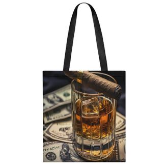 Generic Cigar And Wine Whiskey Womens Tote Casual Shopping Bag Lightweight Shoulder Bags Hobos Handbag for Work Travel Daily 35x40cm