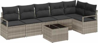vidaXL Conjunto de sofá de jardín 7 pcs Gris claro Poliratán Vidaxl