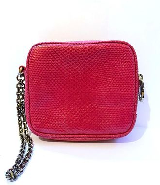 Loewe pink water snake clutch purse with chain