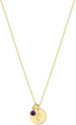 Set & Stones Lily Birth Flower and Birthstone Necklace in Gold /February at Nordstrom