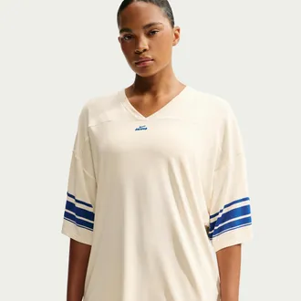Nike Womens SKIMS Stretch Knit Oversized V-Neck Top in White | IU2216-108