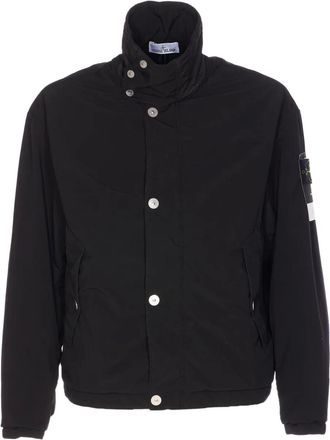 Stone Island zip logo-patch jacket - Black