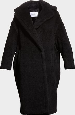 Max Mara Alpaca-Silk Teddy Knit Coat, Black