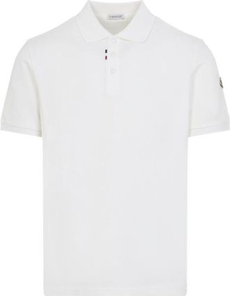 Moncler White Solid Shirt Collar Polo