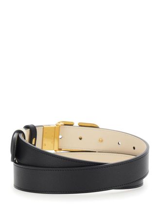 Valentino Garavani Womens Belt Vlogo Buckle Black Leather Calf