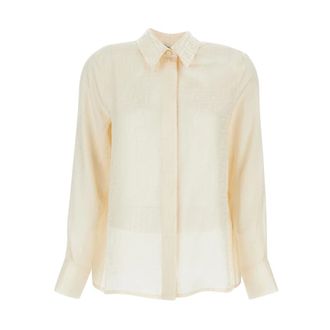 Fendi Overhemden, Dames, Wit, S, FF Silk Shirt