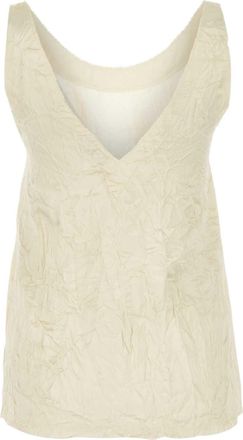 Lanvin Womens Crinkled Viscose Tank Top Beige Sweater