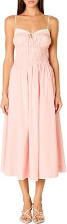 Nia Thomas Smocked Sleeveless Midi Dress in Blush at Nordstrom, Size X-Large