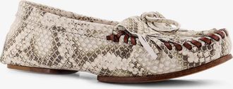 PARIS TEXAS Womens Indiana Leather Loafers With Croco Print Grey Pelle