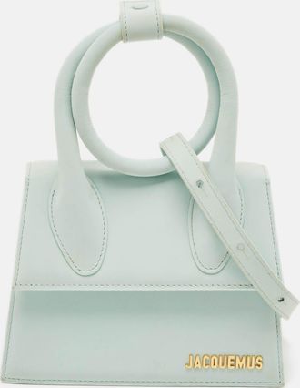 Jacquemus Le Chiquito Noeud Light Blue Nubuck Leather Top Handle Bag