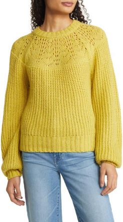 Bobeau Balloon Sleeve Sweater in Lime Green at Nordstrom, Size Medium