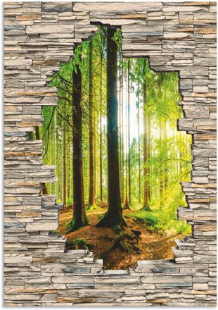 Artland Wandbild »Wald mit Bach Blick Stein Mauer« Waldbilder 1 Stk. tlg. als Alubild, Outdoorbild, Poster, Wandaufkleber in verschied. Grössen
