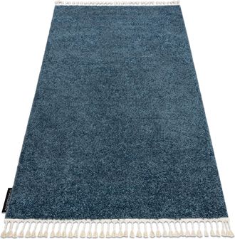 RugsX Rugsx - Alfombra Berber 9000 Azul Franjas Bereber Marroqu&iacute; Shaggy Blue 120x170 Cm