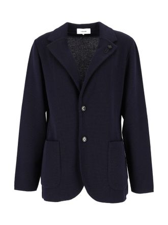 Lardini Navy Wool Tailored Knit Blazer