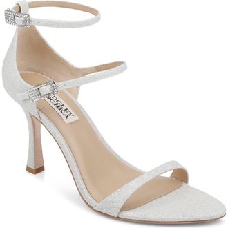 Badgley Mischka Valencia Ankle Strap Sandal in White Glitter at Nordstrom Rack, Size 8.5