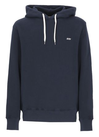 Autry Blue Embroidered Logo Cotton Hoodie