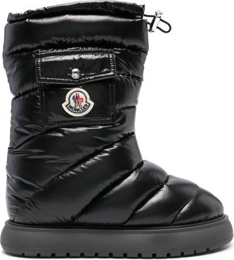 Moncler Gaia logo-patch snow boots - women - Fabric/Rubber/Fabric/Calf Leather - 37 - Black