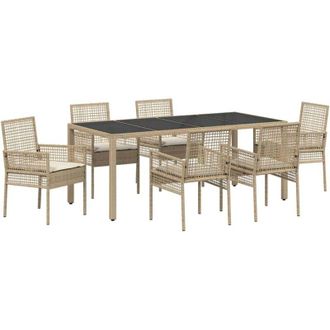 vidaXL Conjunto De Comedor De Jard&iacute;n 7 Pcs Beige Polirat&aacute;n Vidaxl