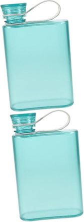 OEM Juego De 2 Botellas De Agua Planas Reutilizables Con Cord&oacute;n, Ideales Para Viajes, Deportes Y Actividades Al Aire Libre