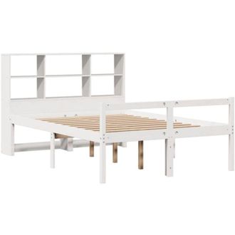 vidaXL Bookcase Bed without Mattress White 160x200 cm Solid Wood Pine vidaXL