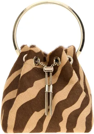 Jimmy Choo London Printed Calf Hair Bon Bon Bucket Bag