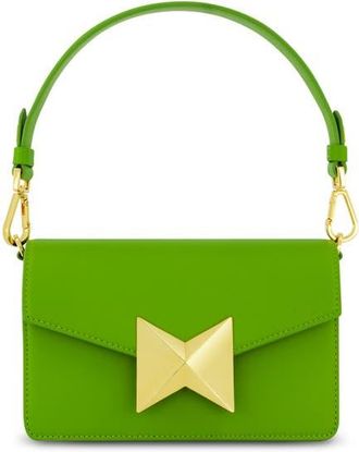 Mac Duggal Classic Leather Gold Plated Hardware Shoulder Bag in Pear at Nordstrom