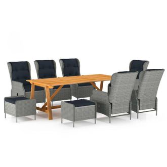 vidaXL 9 Pcs Juego De Comidas Para Gray Garden