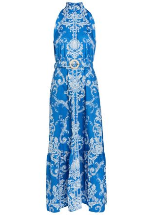 Borgo De Nor Borgo DE Nor Biba Printed Belted Cotton Maxi Dress - Blue - 12 (UK12 / M)