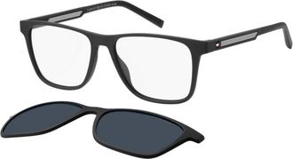 Tommy Hilfiger Optisch Montuur met Clip-on - Heren - Brillen - Grijs - 55 MM - Accessoires