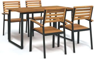 vidaXL 5 Piece Garden Dining Set Solid Wood Acacia and Metal vidaXL