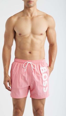 BOSS Octopus Swim Trunks in Light/Pastel Pink at Nordstrom, Size Xx-Large
