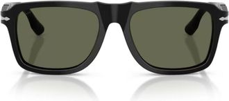 Persol Black Po8002s Acetate Refined Rectangular Sunglasses