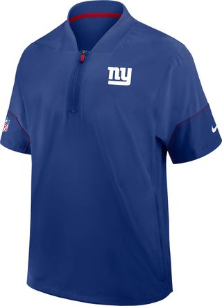 Nike New York Giants Sideline Coach Nike Mens NFL 1/2-Zip Short-Sleeve Hooded Jacket in Blue | 03BO073K8I-2J5