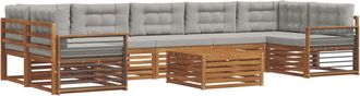 vidaXL Conjunto De Sof&aacute;s De Exterior 8 Uds. Gris Natural Y Claro Vidaxl