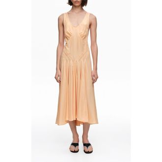 Bimba & Lola Silk Cross-Back Midi Dress in Orange at Nordstrom, Size Medium Eu