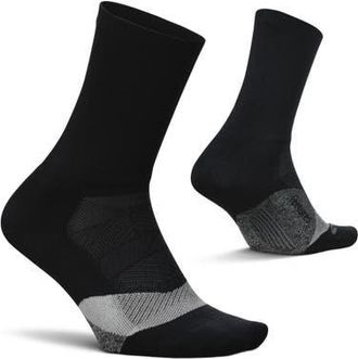 Feetures Elite Light Cushion Mini Crew Sock Sport Sock with Targeted Compression in Black at Nordstrom, Size Medium
