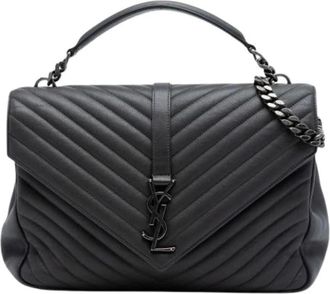 Saint Laurent Pre-owned Shoulder Bags, female, Black, Size: ONE SIZE Pre-owned The College satchel