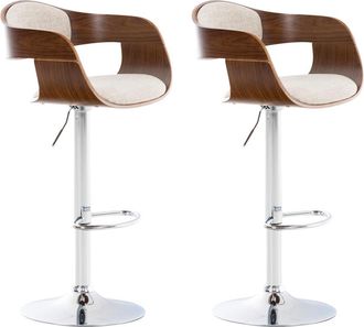 Clp Set De 2 Taburetes Kingston En Tela Nogal/crema