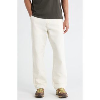 Carhartt Work in Progress Single Knee Organic Cotton Canvas Straight Leg Pants in Wax (Rinsed) at Nordstrom, Size 32 X 32