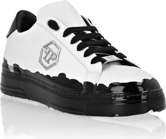 Philipp Plein Nappa Leather Low Top Sneakers Carson Paint Unisex in Black at Nordstrom, Size 37