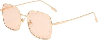 Generic Metal Square Large Frame Men And Women Sunglasses Outdoor Sports Party Decoration Photo Shoot Sun Glasses(Orange)